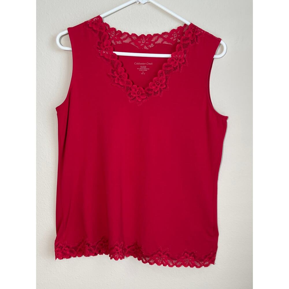 Coldwater Creek Double Lace Tank Top -Vibrant Red Size medium